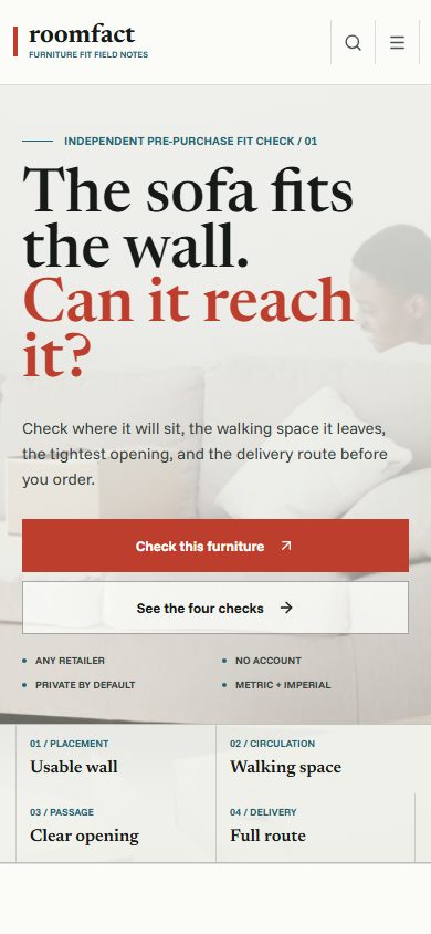 RoomFact live mobile homepage