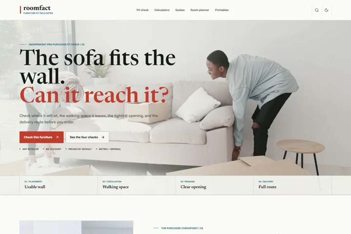RoomFact furniture-fit publication and interactive tools
